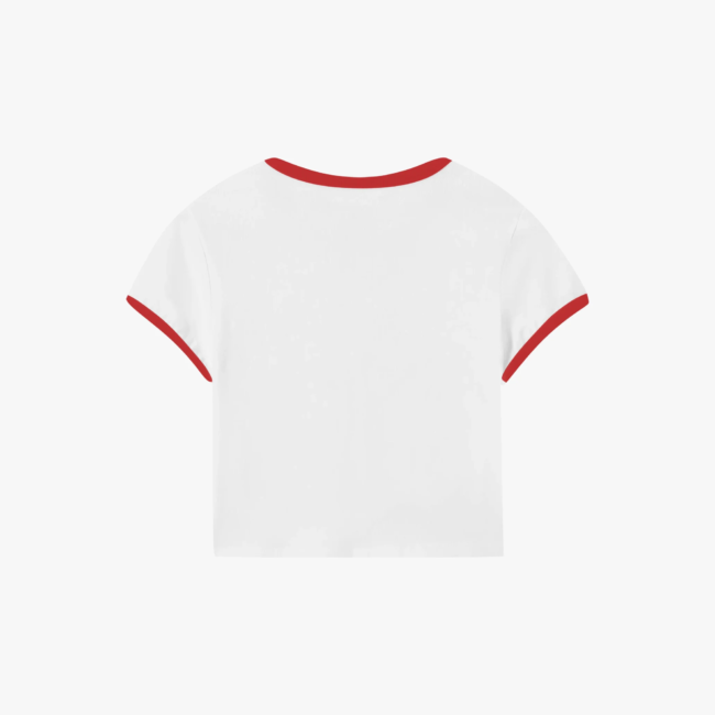 Mockup of the back of the Shake’Em Up Graphic Top by Dropout